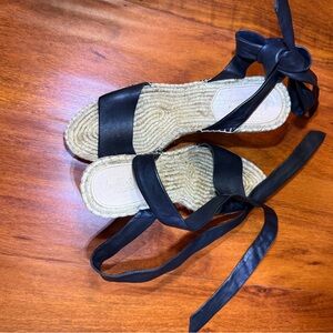 LOEFFLER RANDALL Black Ankle-Tie Espadrille Sandals